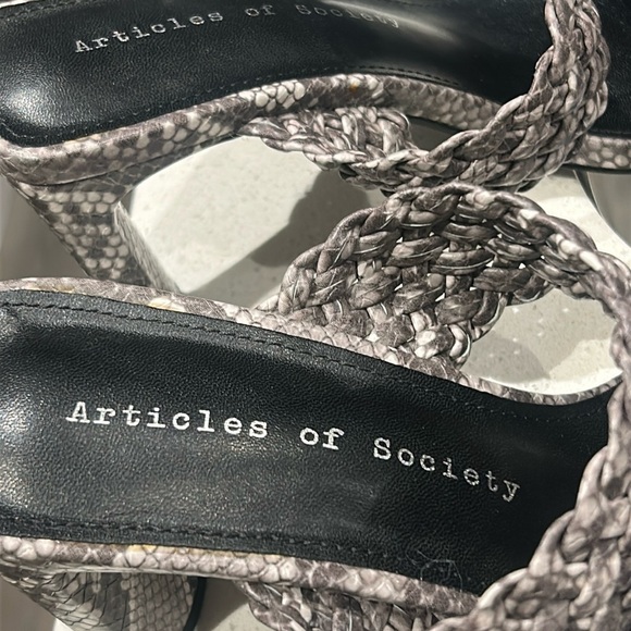 Articles of Society Asti Braided Open Square Toe Blocked Heeled Sandals Size 10 - Picture 7 of 16